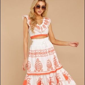 Coral print two piece set